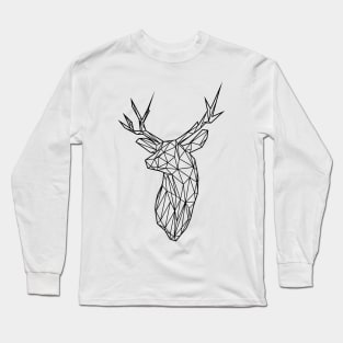 Black Wire Faceted Stag Trophy Head Long Sleeve T-Shirt